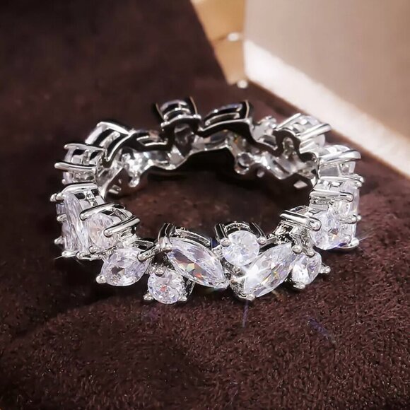 NEW 925 Sterling Silver Diamond Eternity Ring Band - Picture 5 of 5